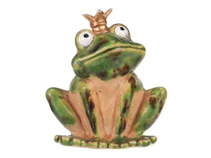 Žába s korunkou - keramická dekorace (Barva Zelená)