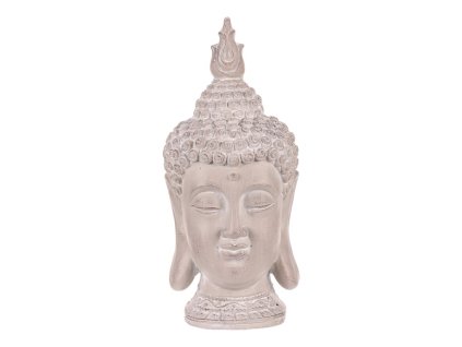 Buddha - hlava z polyresinu, barva šedá (Barva Šedá)