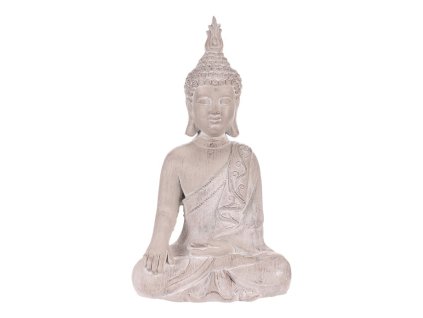 Buddha - soška z polyresinu, barva šedá (Barva Šedá)