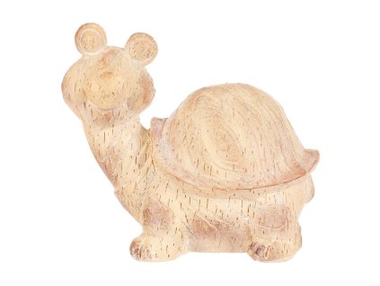 Želva - zahradní figurka, větší, polyresin, imitace dřeva (Barva Hnědá)