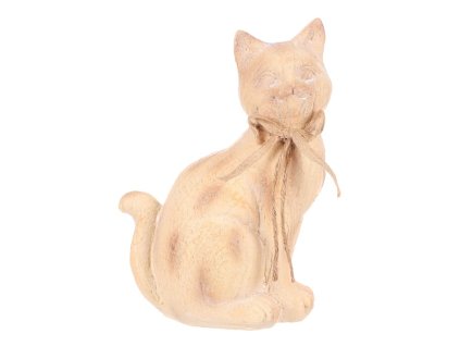 Kočka - zahradní figurka, polyresin, imitace dřeva (Barva Hnědá)