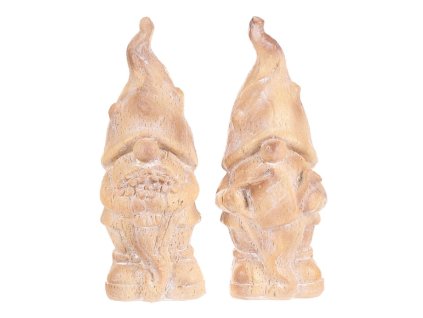 Trpaslík - polyresinová figurka, imitace dřeva, mix 2, cena za 1 ks (Barva Hnědá)