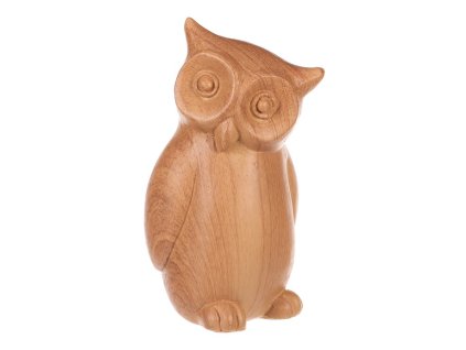 Sova - polyresinová figurka, imitace dřeva (Barva Hnědá)