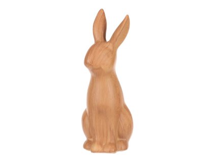 Zajíc - polyresinová figurka, malá, imitace dřeva (Barva Hnědá)