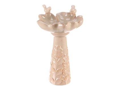 Krmítko/pítko - keramické, květ s ptáčky, stojaté, krémové (Barva Krémová)