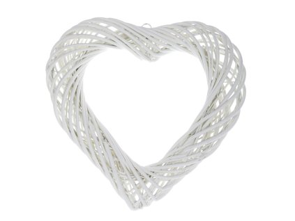Srdce proutěné - závěsné, bílá barva (Barva Bílá)