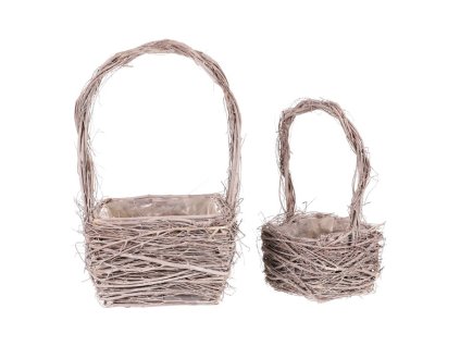 Obal proutěný - hranatý košík, šedý, cena za sadu 2 ks (Barva Šedá)