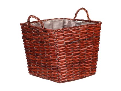 Košík proutěný - obal na květiny, hranatý, tmavě hnědý (Barva Hnědá)
