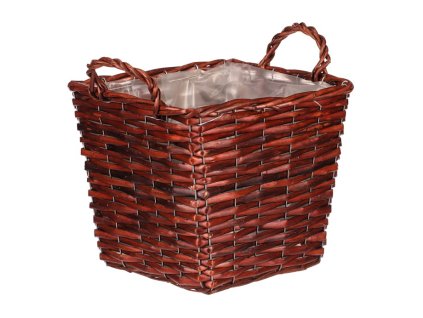 Košík proutěný - obal na květiny, hranatý, tmavě hnědý (Barva Hnědá)