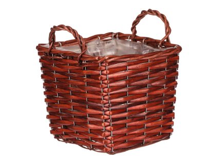 Košík proutěný - obal na květiny, hranatý, tmavě hnědý (Barva Hnědá)