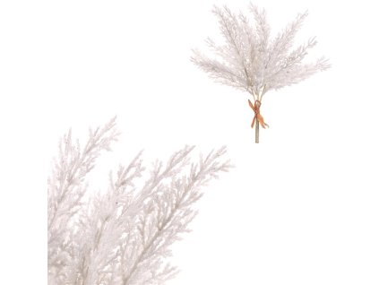 Túje - umělý trs, bílý se třpytkami, cena za svazek (4 ks) (Barva Bílá)