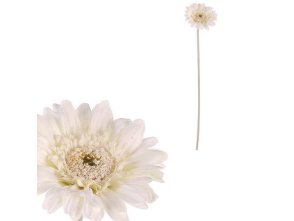 Gerbera - umělý květ na stonku, krémový (Barva Krémová)