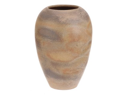 Váza keramická - výška 33 cm, zaoblená, béžovo-šedá (Barva Béžová)