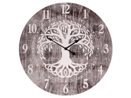 Hodiny nástěnné - pr. 58 cm, MDF, strom života (Barva Šedá)