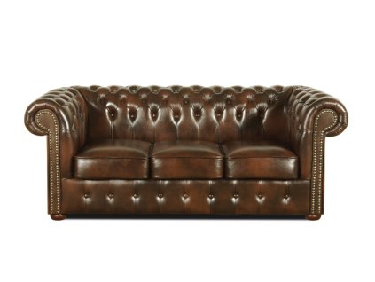Pohovka Chesterfield Classic 3 kůže hnědá