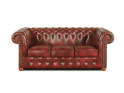 Pohovka Chesterfield Classic 3 kůže bordó