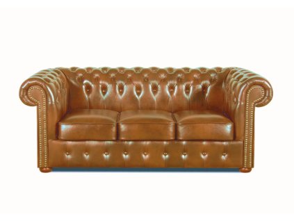 Pohovka Chesterfield Classic 3 kůže koňak