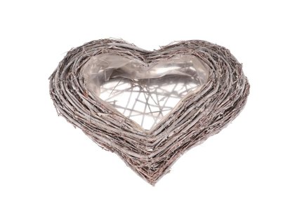 Obal na květiny pietní - proutěný, tvar srdce, šedý (Barva Šedá)