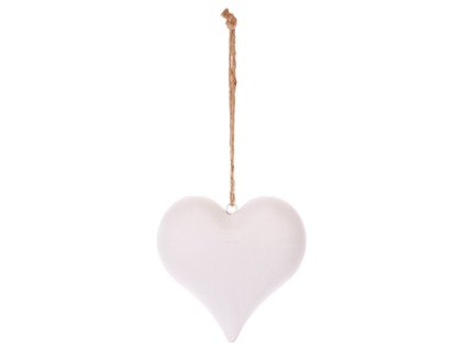 Srdíčko, kovová dekorace na zavěšení, antik bílá barva. (Barva Bílá)