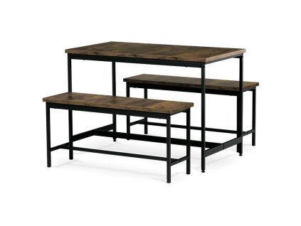 Jídelní set s 2 židlemi, 110x60x75cm, mdf, old wood, AUT-G1175 OLW (Barva Hnědá)