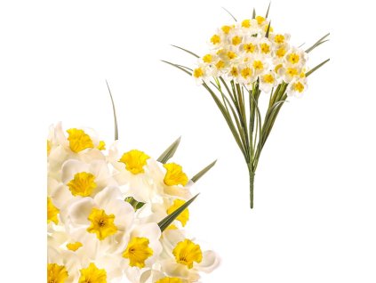 Narcis - umělá kytice, bílá barva (Barva Bílá)