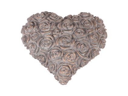 Srdce s růžemi - betonové, antracitově šedé (Barva Šedá)