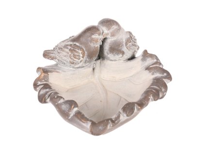 Krmítko/pítko - beton, tvar list s ptáčky, antracitově šedé (Barva Šedá)