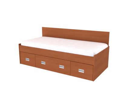 NEMO - postel 90x200cm, 1 zvýšené zadní čelo (včetně roštu) Dekor: olše, Úchytka: STANDARD (Dekor olše, Šířka 95, Výška 88)