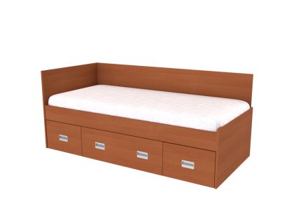 NEMO - postel 90x200, 2 zvýšená čela (včetně roštu) Dekor: olše, Úchytka: STANDARD (Dekor olše, Šířka 95cm, Výška 88cm)