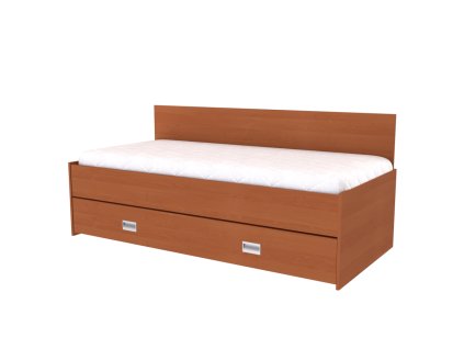 DUO - postel s úložným prostorem / přistýlkou 90x200cm, zvýšené zadní čelo (včetně roštu) Dekor: olše, Úchytka: STANDARD, Varianta: S laťovým roštěm a úl. prostorem (včetně roštu) (Dekor olše, Šířka 95cm, Výška 88cm)