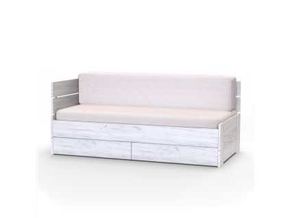 EDEN 2 - Rozkládací postel rohová 90/170 x 200 - se zásuvkami Dekor: dub bělený, Varianta: včetně laťového bukového roštu (Dekor dub bělený, Šířka 98cm, Výška 86.5cm)