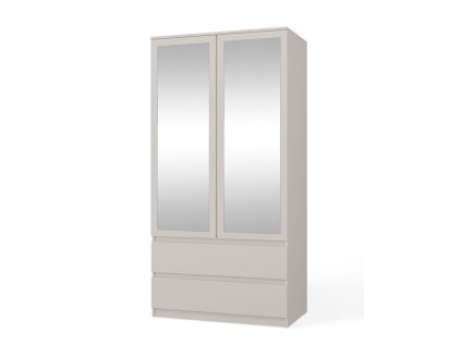 Šatní skříň Malvína 2S-90 kašmír/zrcadlo