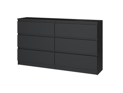 Černá komoda Malvína M6 140 cm, moderní design, úložný prostor
