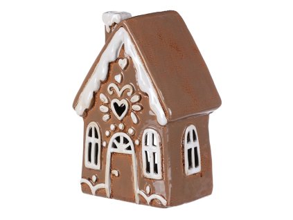 Domeček keramický - zdobený, na čajovou svíčku, hnědý (Barva Hnědá)