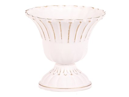 Kalich kovový - aranžovací, vlnitý, barva bílá (Barva Bílá)