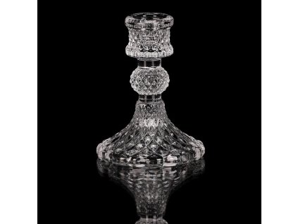 Svícen skleněný - 11 cm, na kónickou svíčku, čirý (Barva Přírodní)