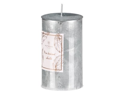 Svíčka metalická - 10 cm, bez vůně, parafín, modrá (Barva Modrá)