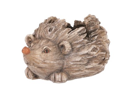 Ježek - obal na květiny, polyresin, imitace dřeva (Barva Hnědá)
