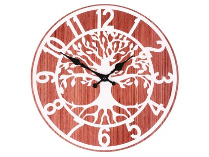 Hodiny nástěnné - pr. 34 cm, MDF, strom života (Barva Hnědá)