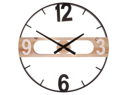 Hodiny nástěnné - pr. 60 cm, mix kovu a MDF (Barva Bílá)