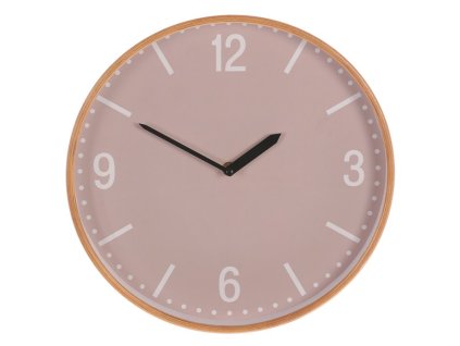 Hodiny nástěnné - pr. 32 cm, MDF a dřevěný rám, barva béžová (Barva Béžová)
