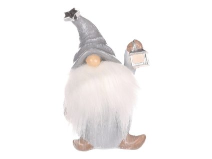 Skřítek - figurka z polyresinu, šedá čepice (Barva Vícebarevná)