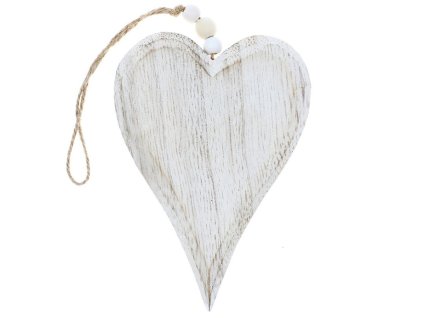 Srdce dřevěné, dekorace na pověšení (Barva Přírodní)