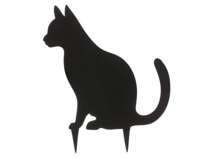 Kočka kovová - zápich do zahrady, barva černá (Barva Černá)