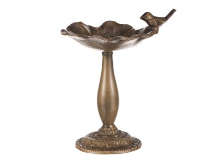 Krmítko/pítko - kovový stojan, s ptáčkem, barva měděná (Barva Měděná)