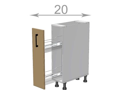 kuchynska dolna cargo skrinka sirka 20 cm 1 dvierka vratane vysuvneho cargo kosa suwgsuzoopxgvosr