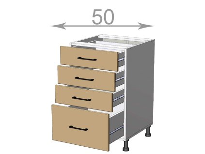kuchynska dolna skrinka so zasuvkami sirka 50 cm 4 zasuvky qxmslfezghbkjqgg