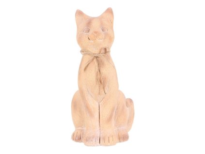 Kočka - zahradní figurka, magnesium, imitace dřeva (Barva Hnědá)
