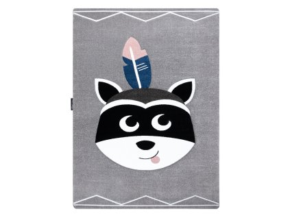 Dětský kusový koberec Petit Raccoon mukki grey (Rozměry koberců 160x220)