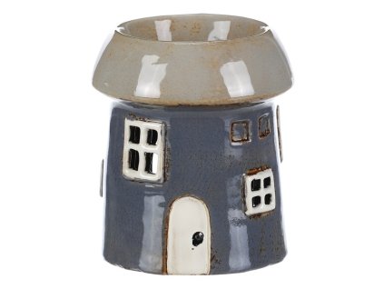 Aromalampa - tvar domku, na čajovou svíčku, šedá (Barva Šedá)